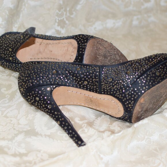 BCBG closed toe heels size 8 Black Rhinestone Bcbgmaxazria Heels - Picture 13 of 16